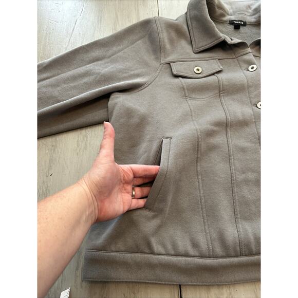 Torrid Gray Fleece Lined Trucker Shacket Jacket Button Up Sz 4x - Picture 5 of 13